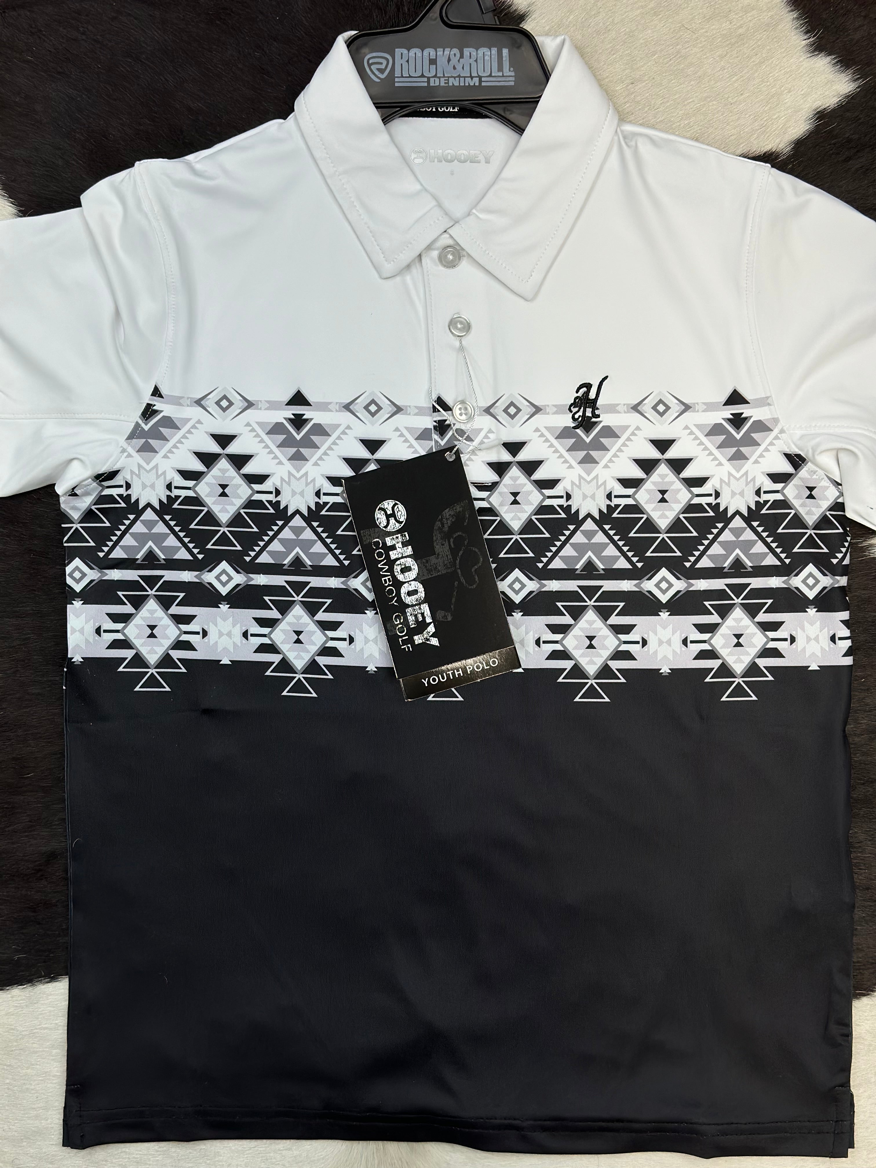 HOOEY BOYS THE WEEKENDER BLACK WHITE POLO