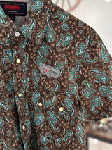ROCK&ROLL TURQUOISE PAISLEY SNAP SHORT SLEEVE SHIRT 3940