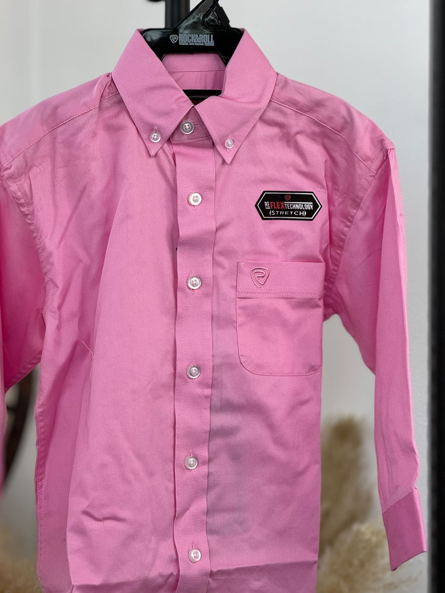 ROCK&ROLL BOYS PINK SOLID TWILL LONG SLEEVE SHIRT