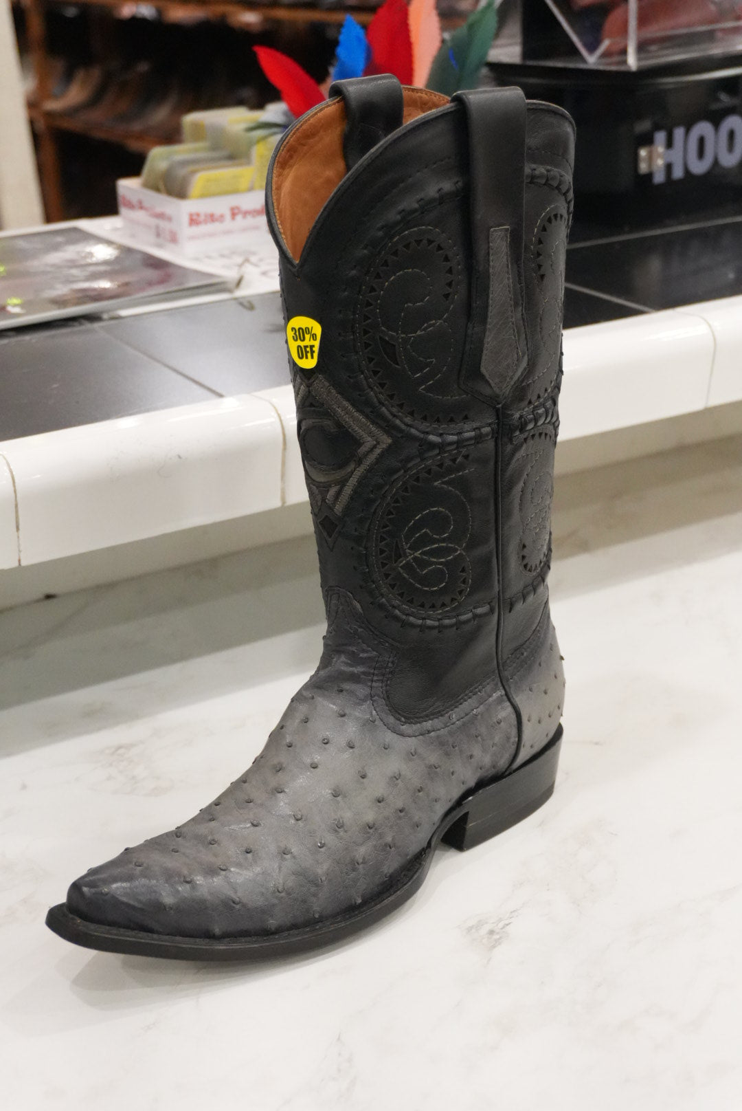 CUADRA BOOT AVESTRUZ GREY LASER SNIP TOE