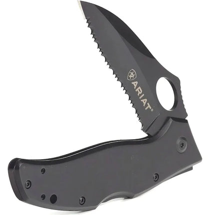 ARIAT BLACK FOLDING SERRATED KNIFE - A710010101-M