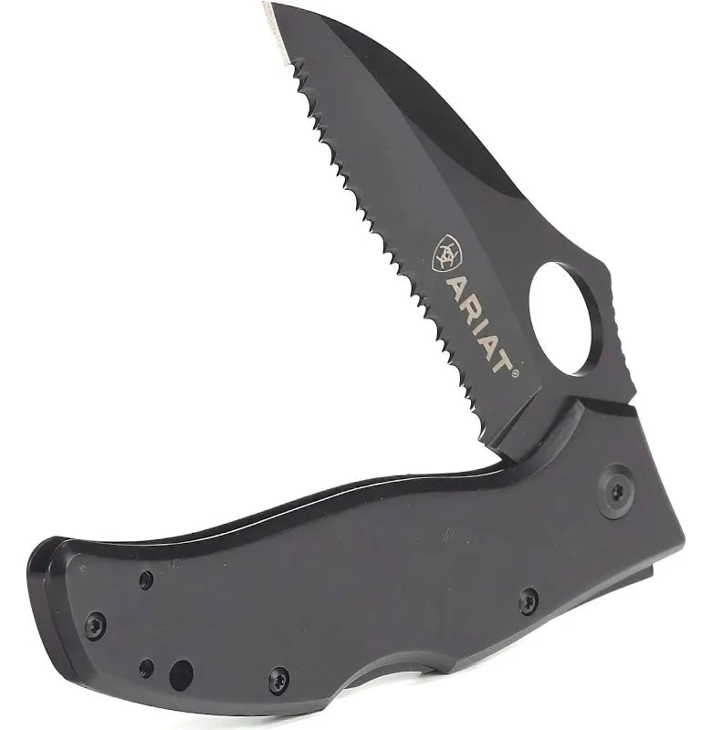 ARIAT BLACK FOLDING SERRATED KNIFE - A710010101-M