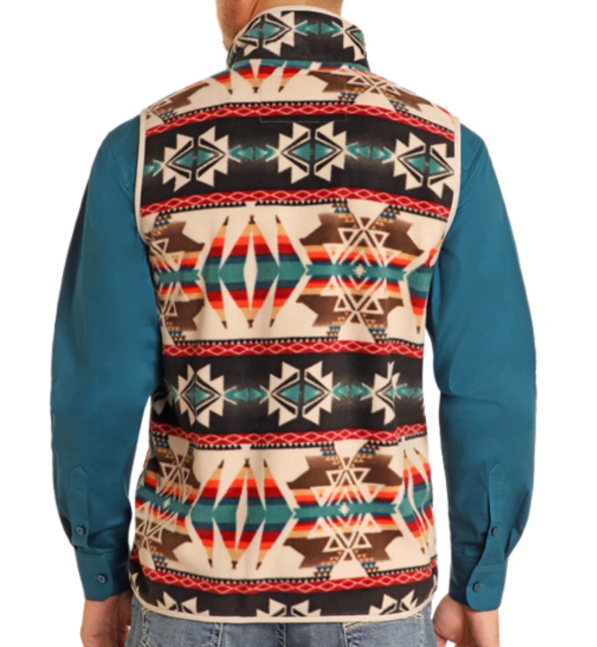 PANHANDLE TAN AZTEC PRINTED FLEECE VEST