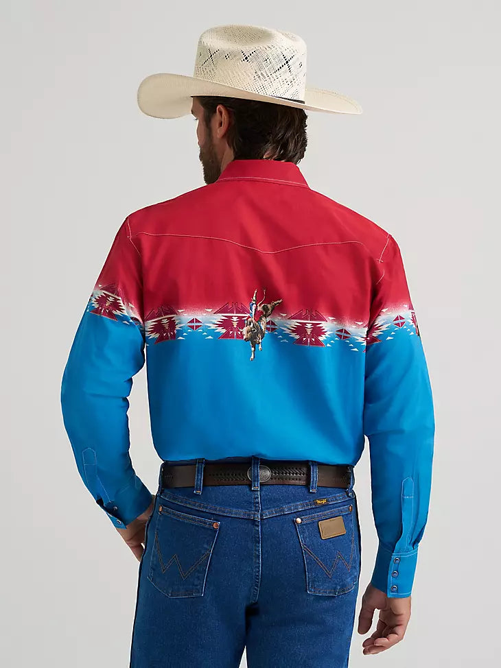 WRANGLER CHECOTAH MENS SHIRT RED/BLUE CLASSIC FIT - 112379226