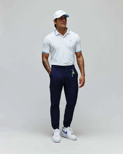 PSYCHO BUNNY ONYX SPORT LIGHT BLUE & WHITE POLO - MT0100117