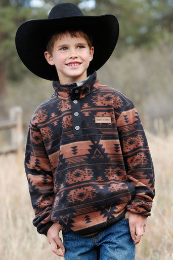 CINCH YOUTH FLEECE BLACK AZTEC PULL OVER MWK7590014
