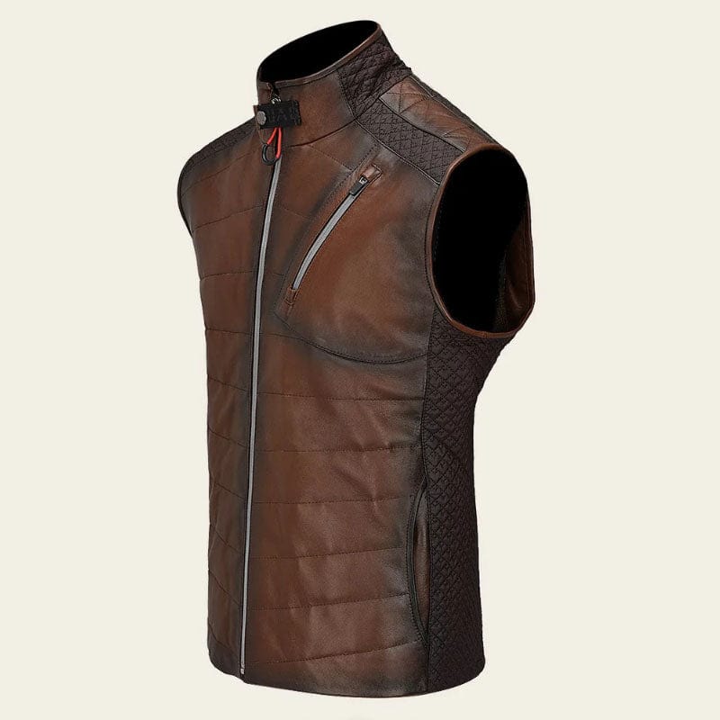 Cuadra Mens chaleco cordero Victor Flores cafe zipper