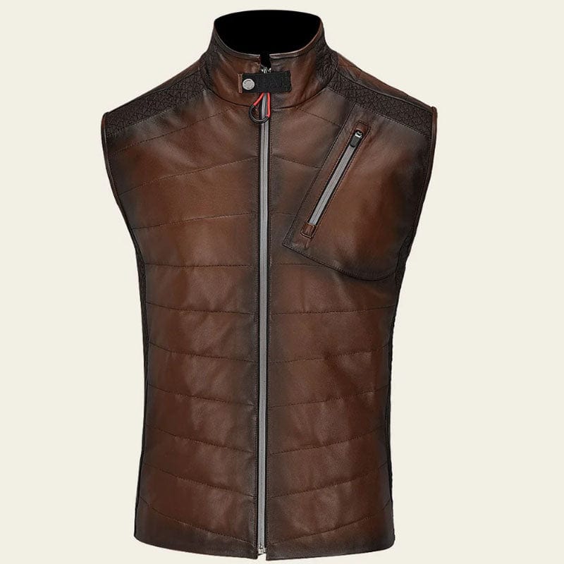 Cuadra Mens chaleco cordero Victor Flores cafe zipper