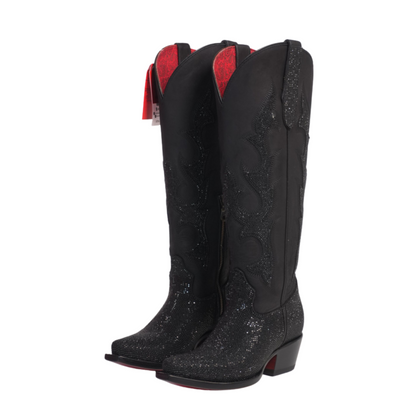 LA HERRADURA WOMEN TALL BOOT SALOME PUNTUAL NOBUCK NEGRO SNIP TOE