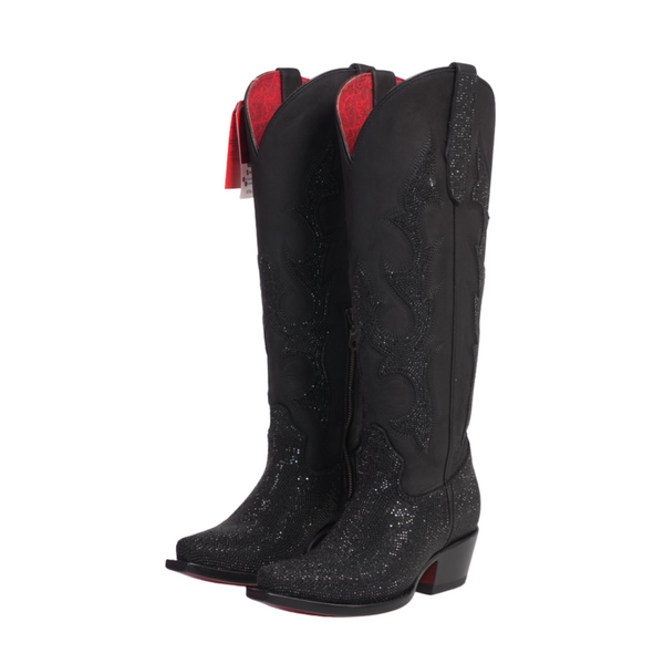 LA HERRADURA WOMEN TALL BOOT SALOME PUNTUAL NOBUCK NEGRO SNIP TOE