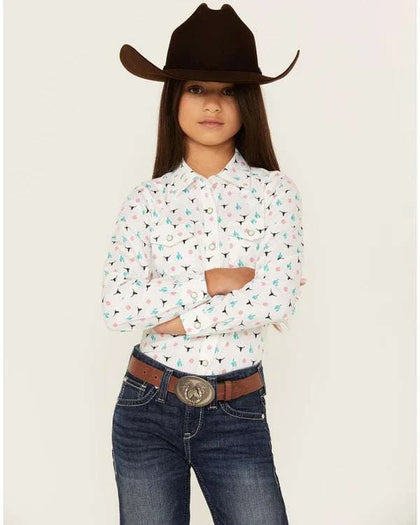 ARIAT KIDS SHIRT -GIRLS STEER GARDEN SNP LS 10048595