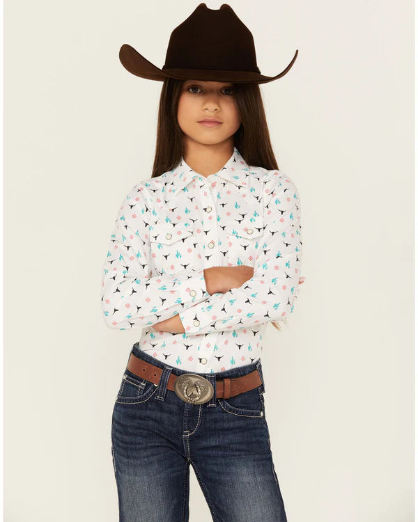 ARIAT KIDS SHIRT -GIRLS STEER GARDEN SNP LS 10048595