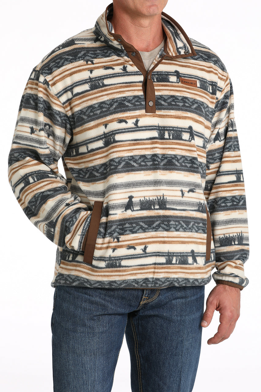 CINCH CREAM AND GREY PRINT HOODIE FOR MEN MWK1514022