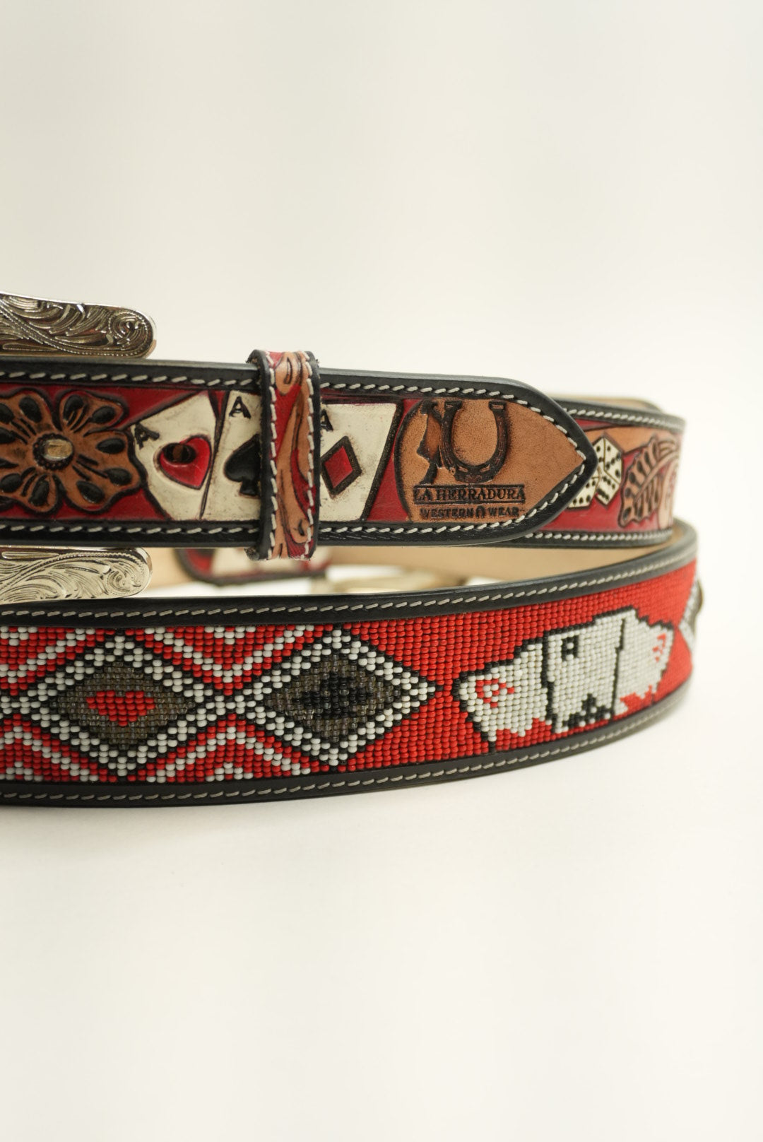 LA HERRADURA RED CASINO BELT NEW DESIGN