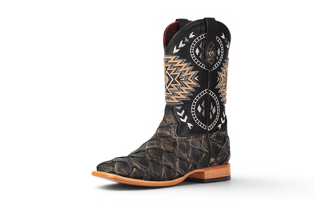 LA HERRADURA LH005 BOTAS PARA CABALLERO EXÓTICAS-RANCHERAS PESCADO MATE CAMEL PUNTA CUADRADA EE