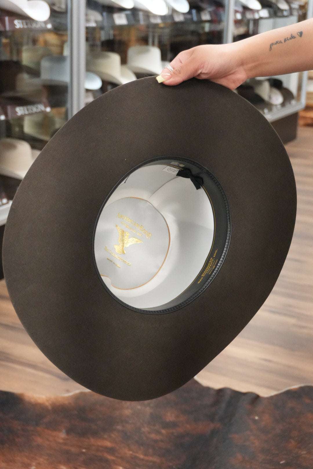 inside brown hat