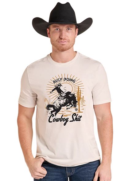 ROCK&ROLL UNISEX NATURAL BRONCO GRAPHIC T-SHIRT - BU21T09850