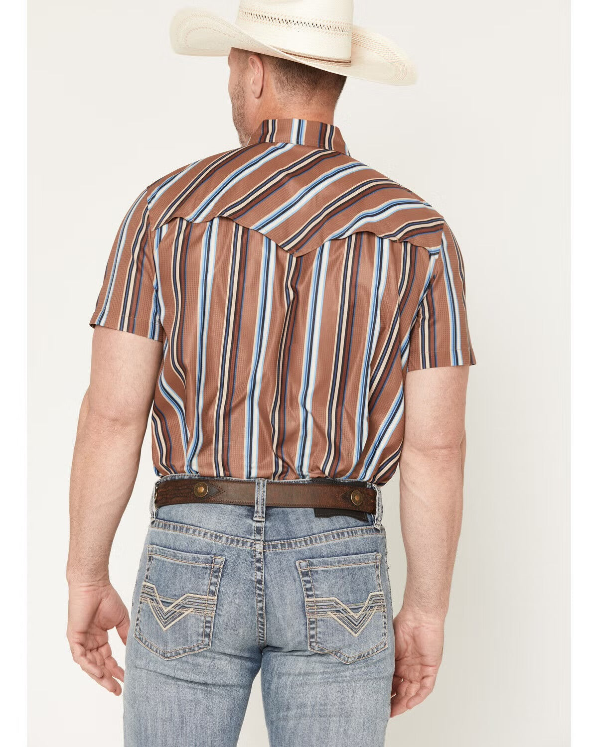 CAMISA DE MANGA CORTA ROCK&ROLL PARA HOMBRE CON ESTAMPADO DE RAYAS CAMEL TEK Y BROCHES - BMN3S09459