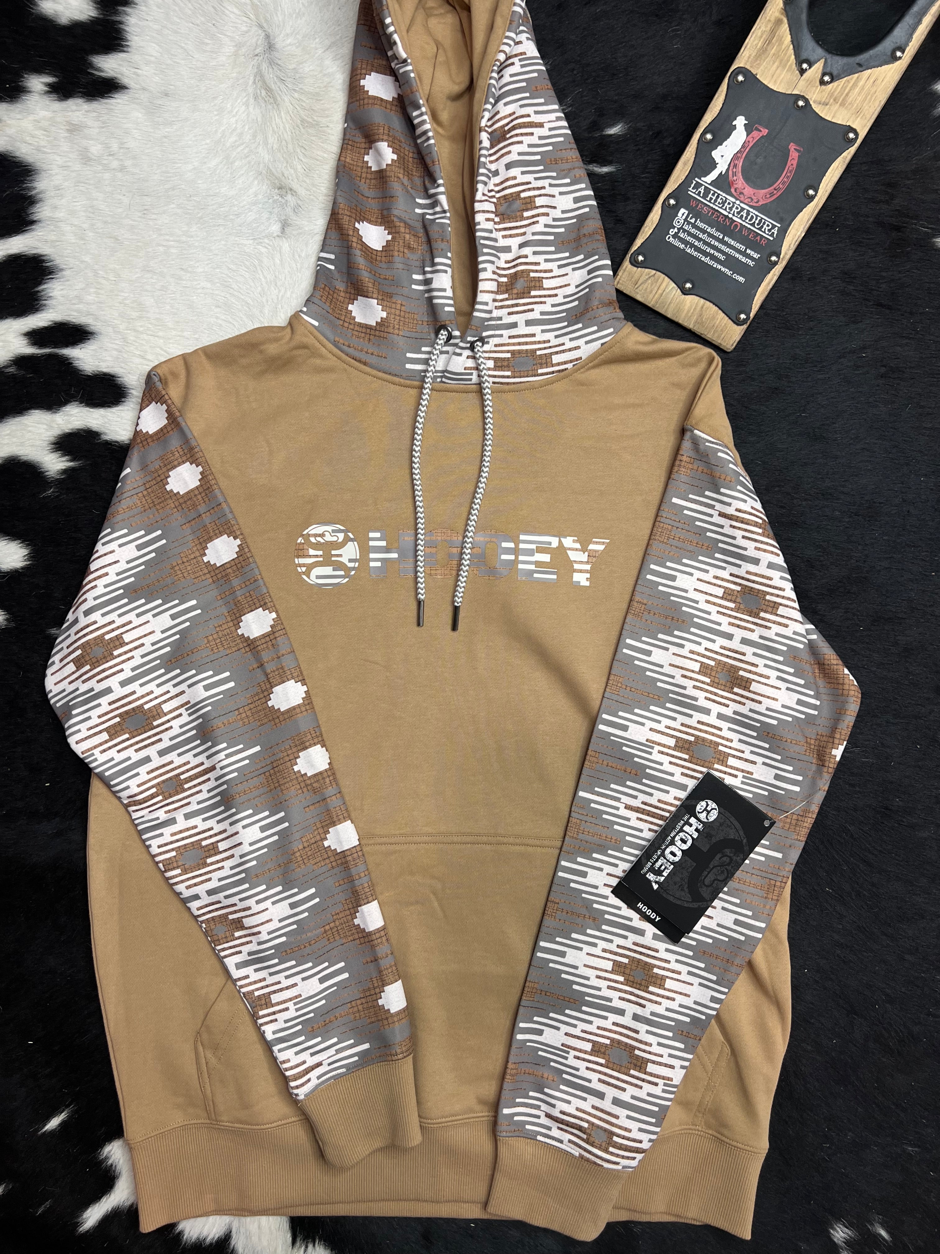 Hooey® Men's Hoodie "Lock-Up" Tan w/ Cream/Tan Aztec Pattern TNCR-S