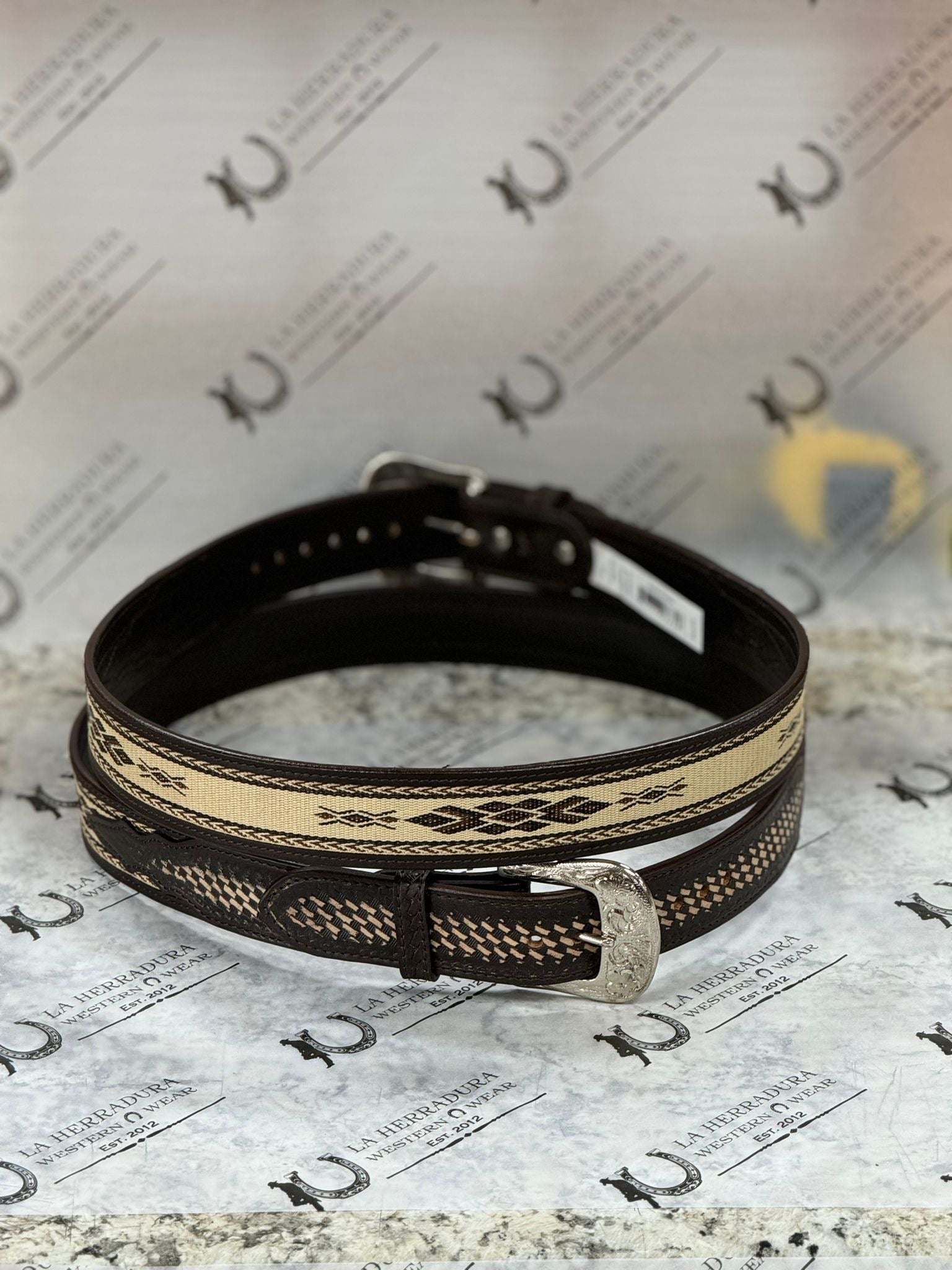 TWISTED X THREAD CHOCOLATE BELT