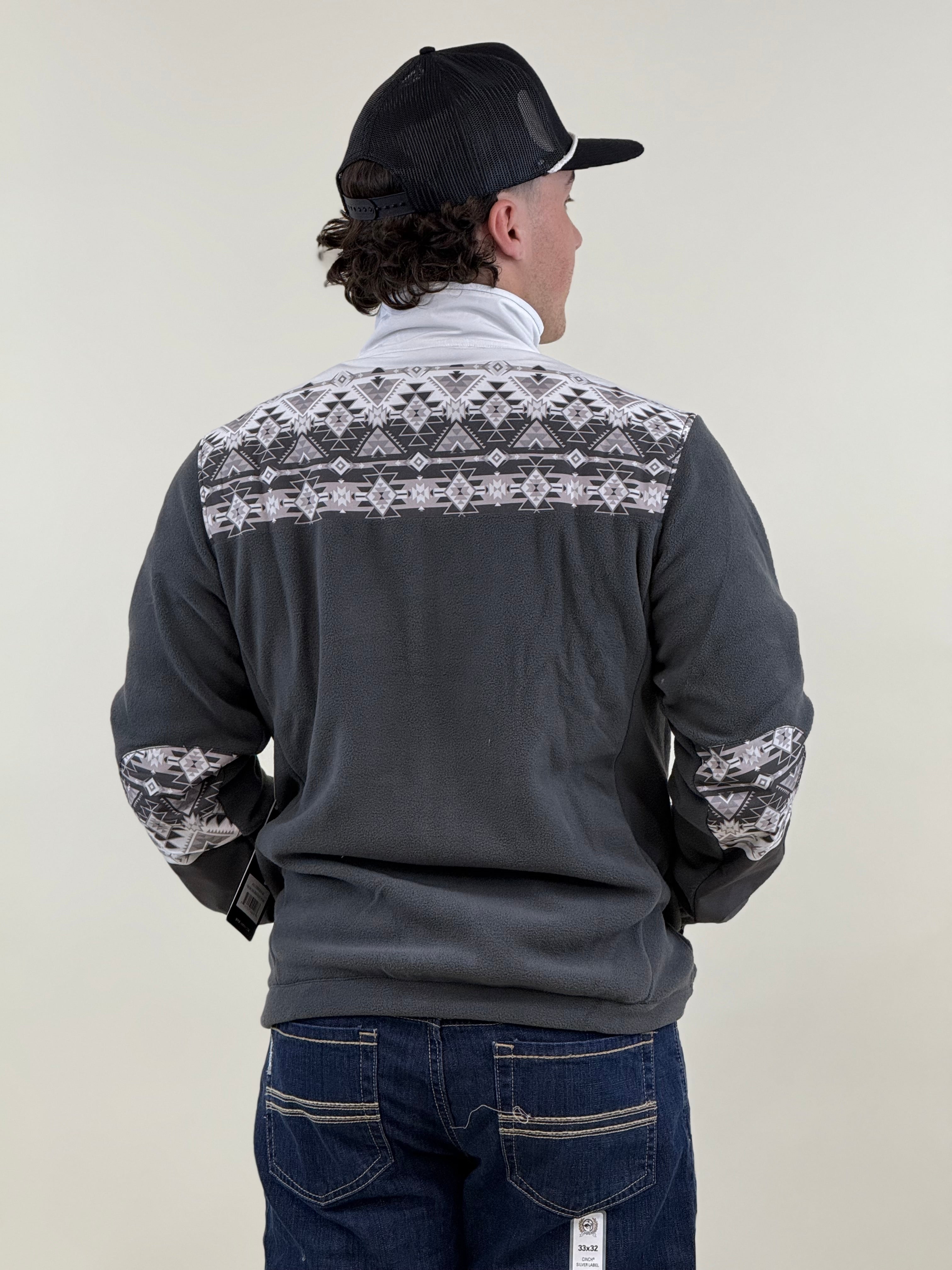 Hooey® Men's Tech Fleece Jacket Black/White w/Aztec BKWH-S