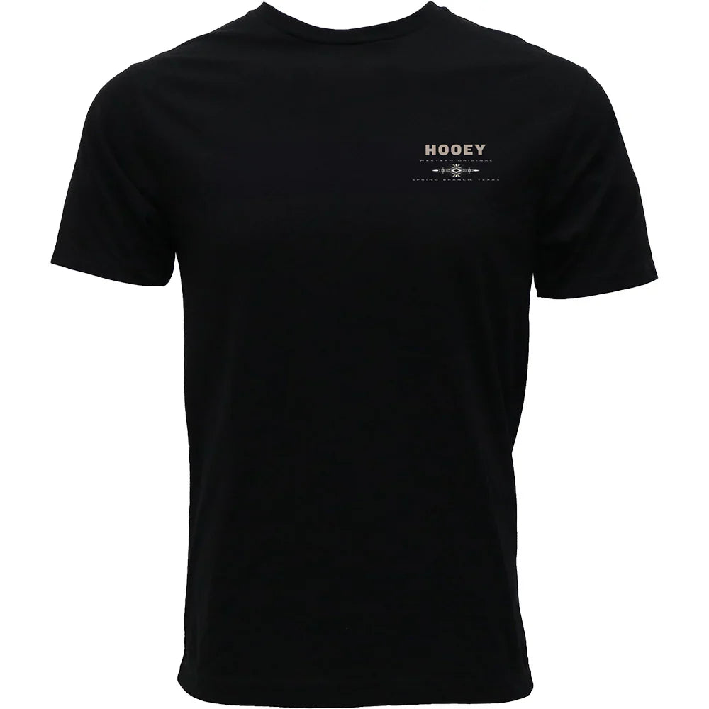 MEN HOOEY T-SHIRT BLACK CREW NECK WITH TAN LOGO ON BACK- HT2601BK