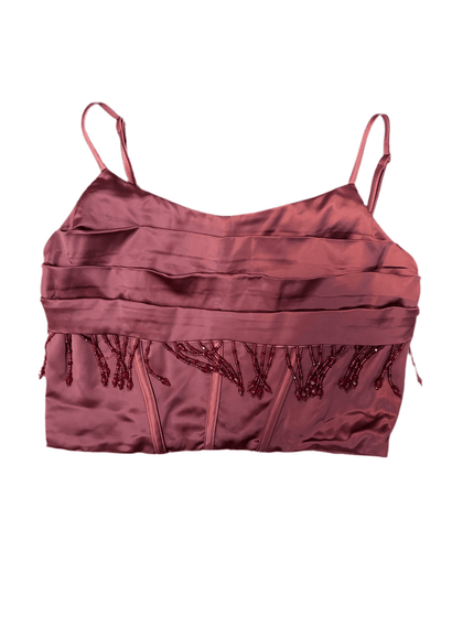 TOP DO+BE CON TIRANTES FINOS Y FLECOS DE CRISTAL COLOR BURDEOS