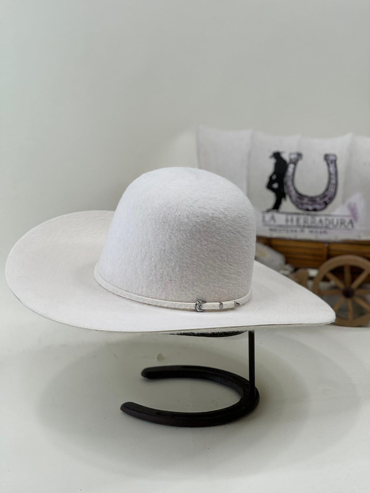 RODEO KING 10x GRIZZLY WHITE OPEN CROWN FELT HAT