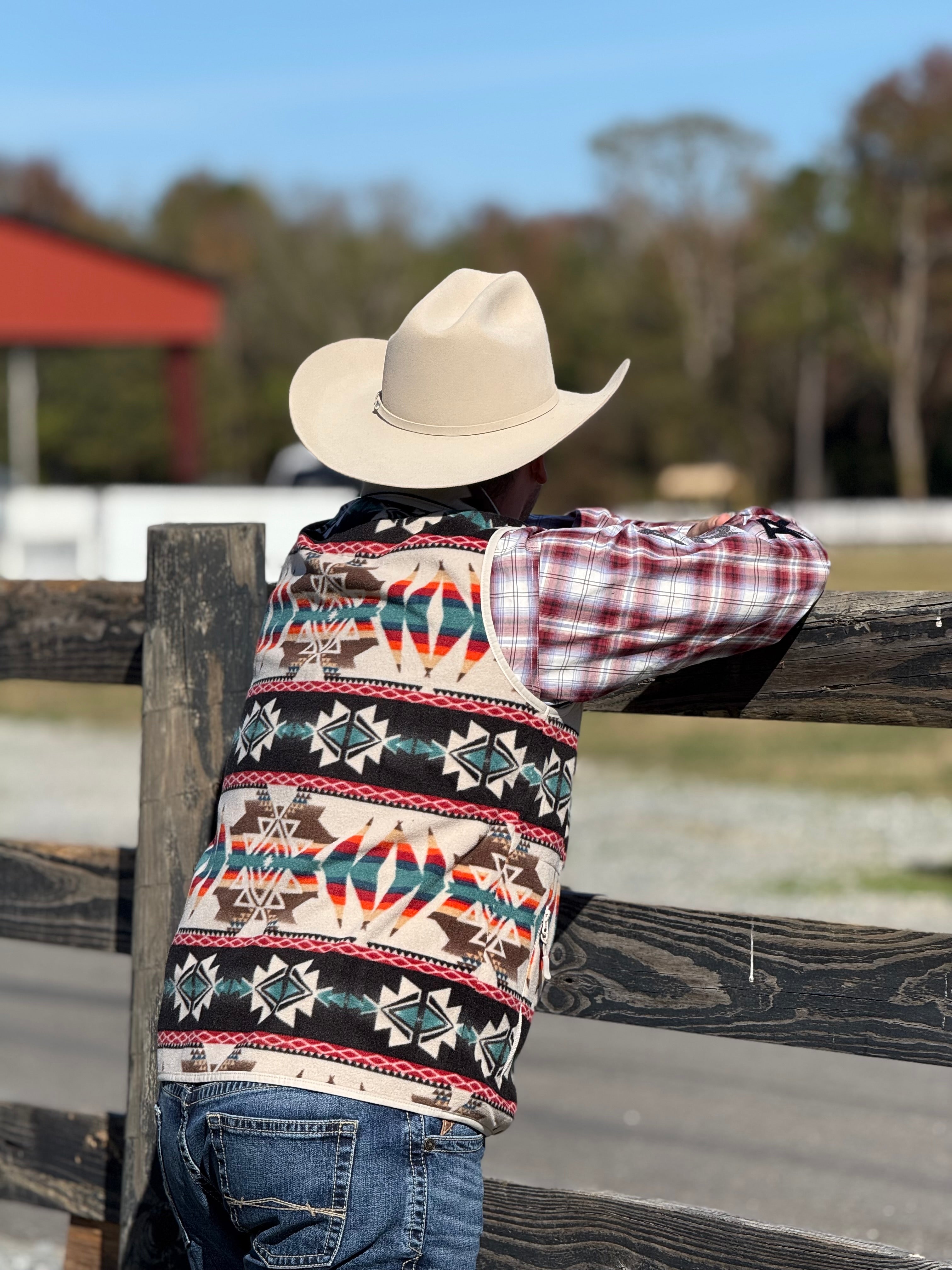 PANHANDLE TAN AZTEC PRINTED FLEECE VEST