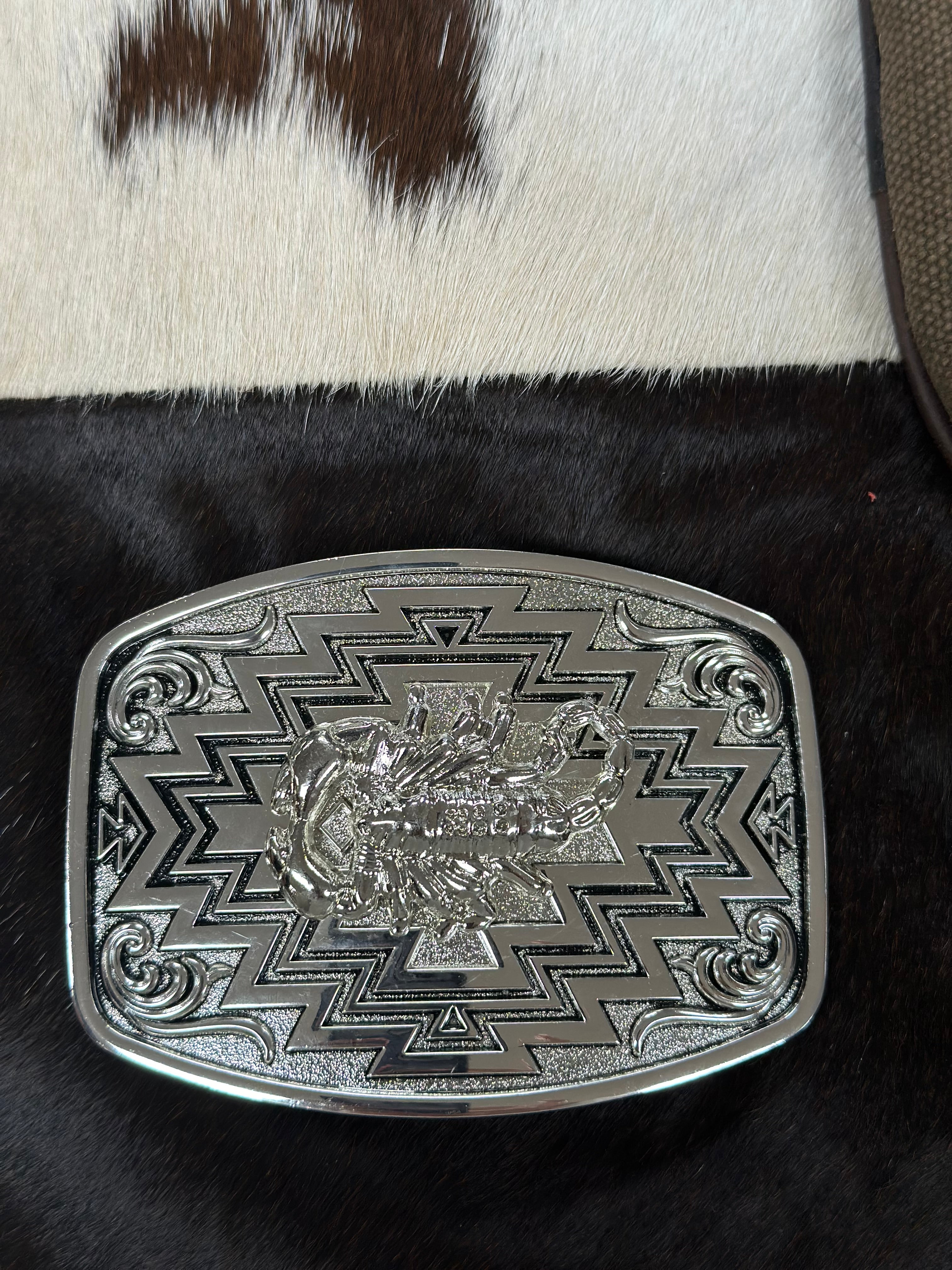 SQUARE ROUND ALACRÁN SILVER BUCKLE