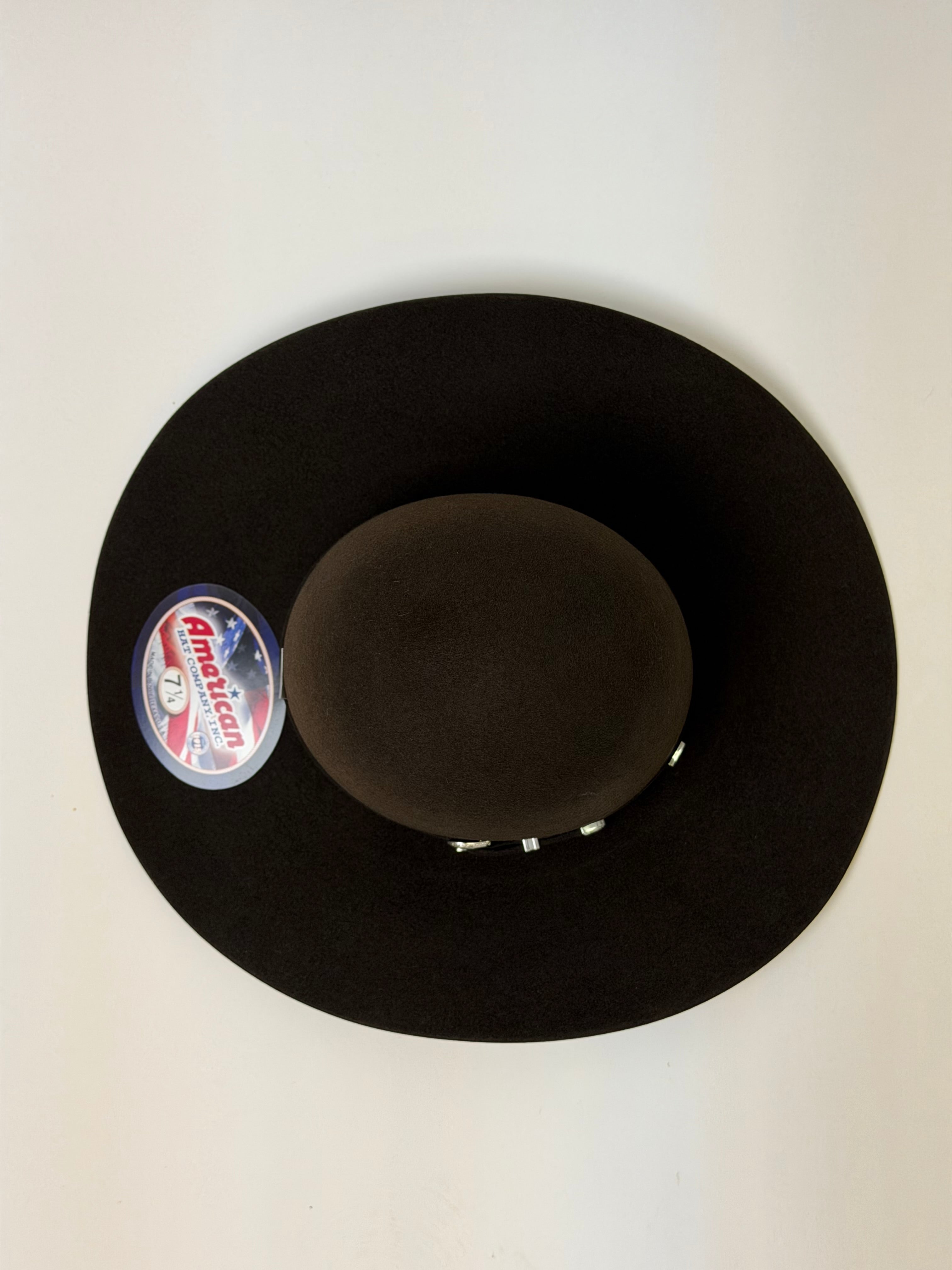 7X American Felt Hat Chocolate Open Crown