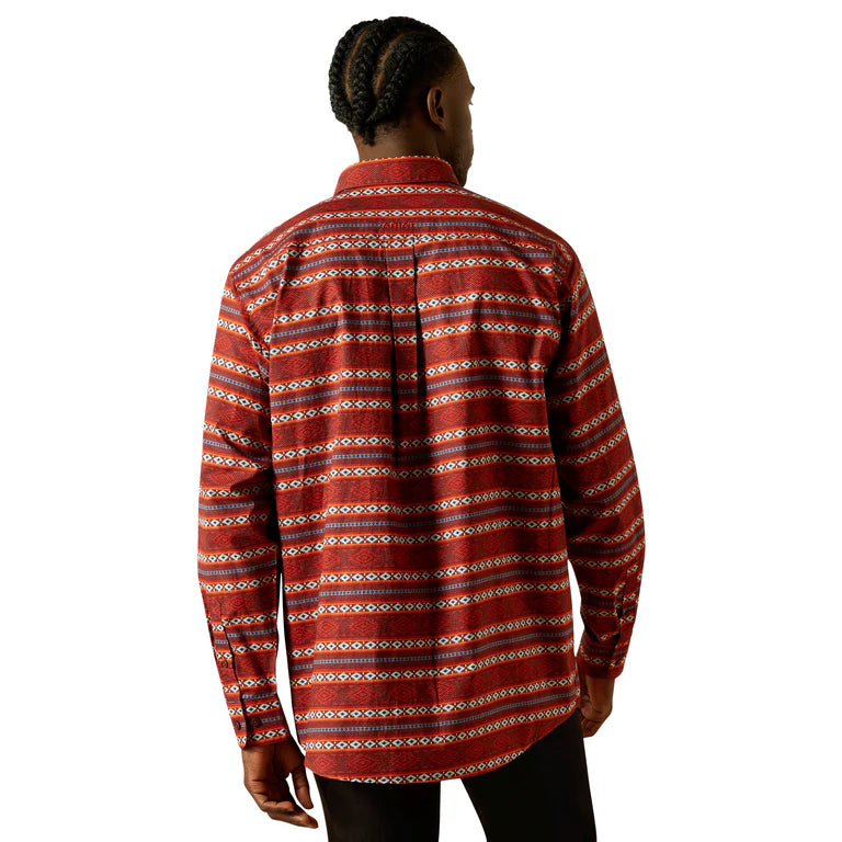 ARIAT MENS TIAGO LONG SLEEVE RED SHIRT CLASSIC FIT 10062185