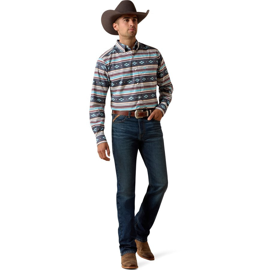 ARIAT MEN PLUTO FTD LS SHRT MAUI BLUE STRIPE 10071597
