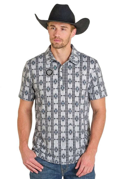 POLOS ROCK & ROLL DE HOMBRE CON ESTAMPADO AZTECA GRIS CLARO - BM51T08724