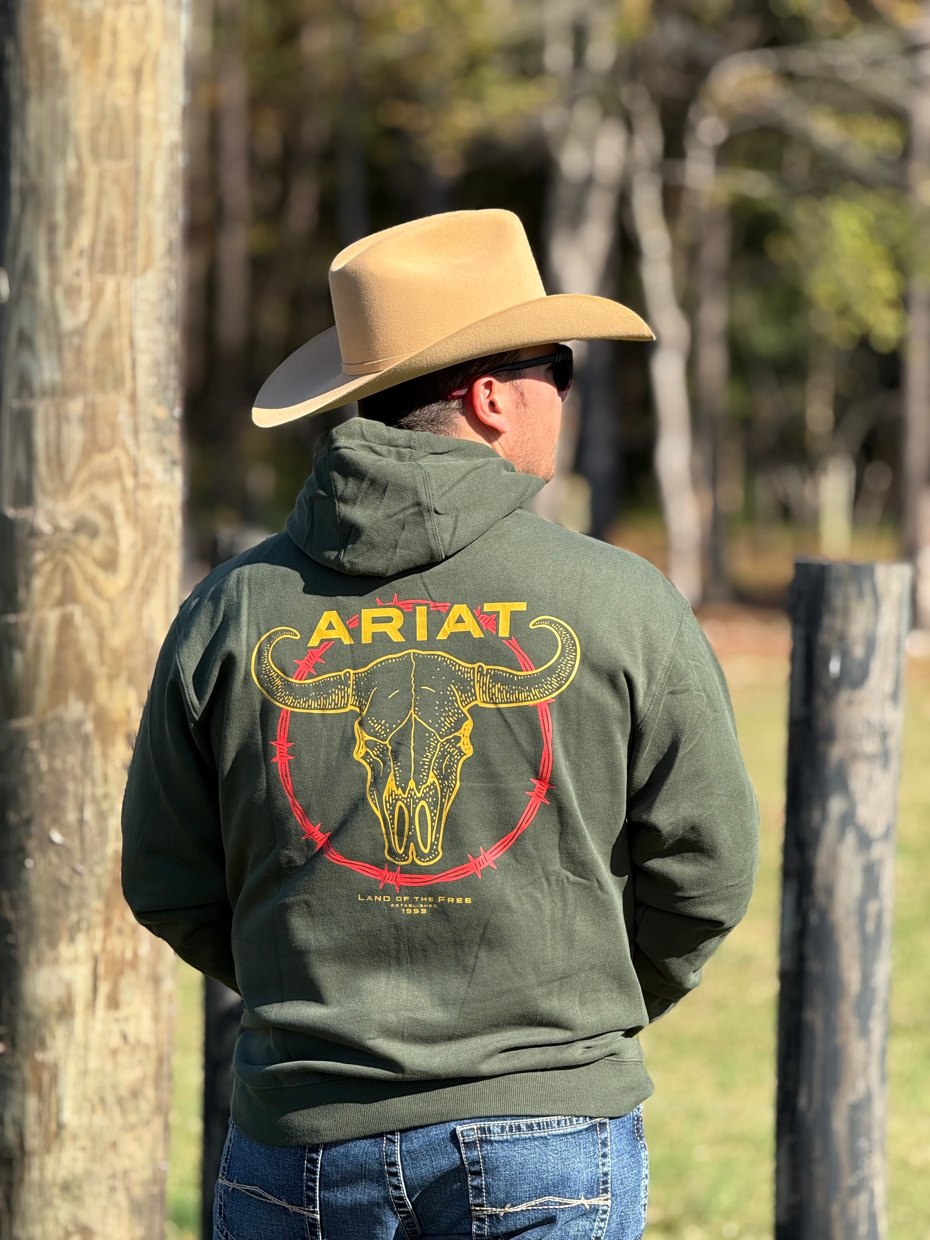 Ariat Barbwire Skull Hoodie Dark Green - 2461