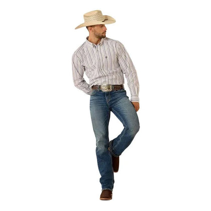 ARIAT MEN PRO PRYCE FTD LS SHRT WHITE STRIPE 10071575