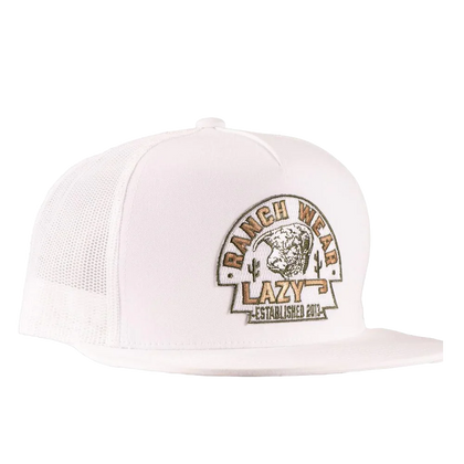 LAZY J RANCH CAP WHITE OLIVE ARROWHEAD CLASSIC FIVE PANEL TRUCKER HAT