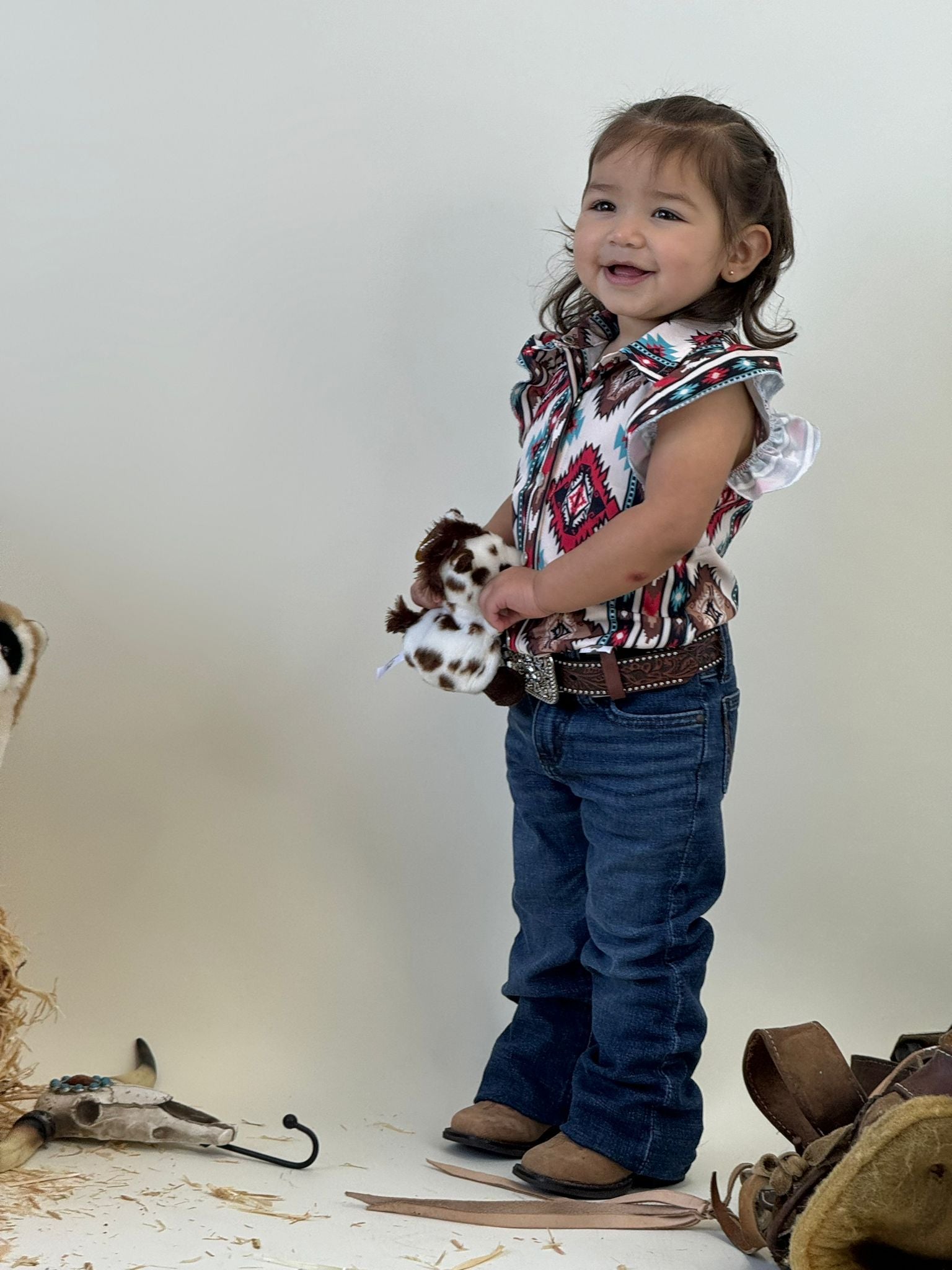 SHEA BABY AZTEC RUFFLE SNAP SHIRT