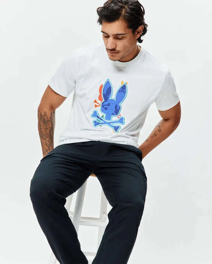 CAMISETA GRÁFICA TANNER DE PSYCHO BUNNY BLANCA Y MULTICOLOR - MT0200279