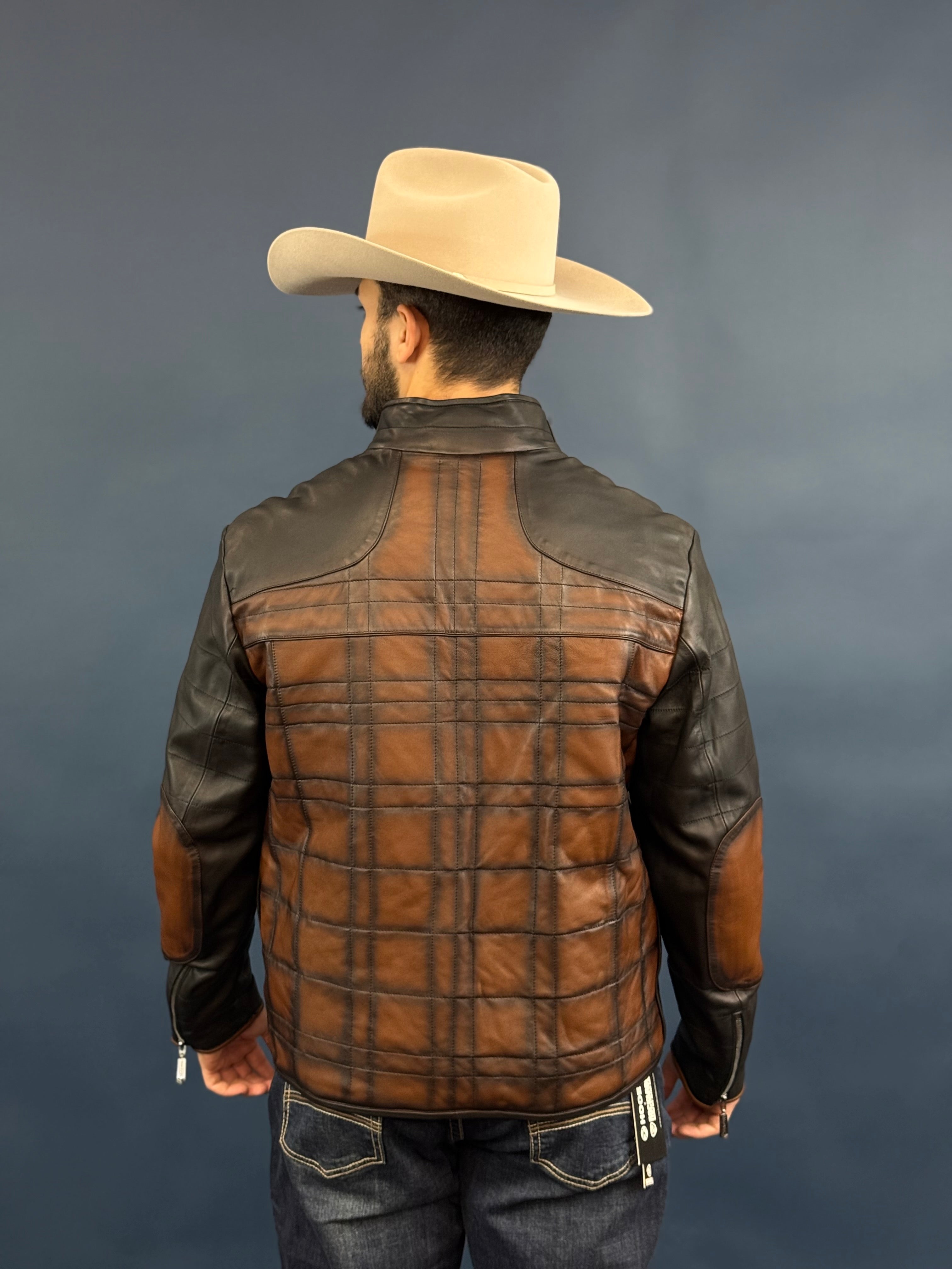 Cuadra Hand-shaded finish brown leather jacket