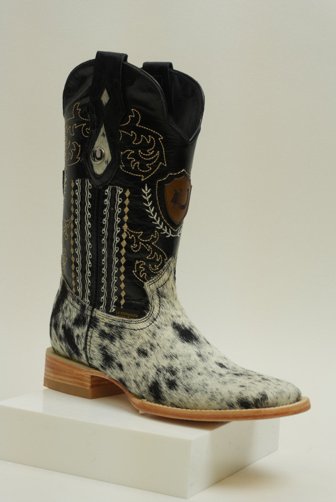 LA HERRADURA MENS COWHIDE DANIEL PELO PINTO NEGRO BARZA AC NAT BOOT (EVERY PAIR IS UNIQUE)