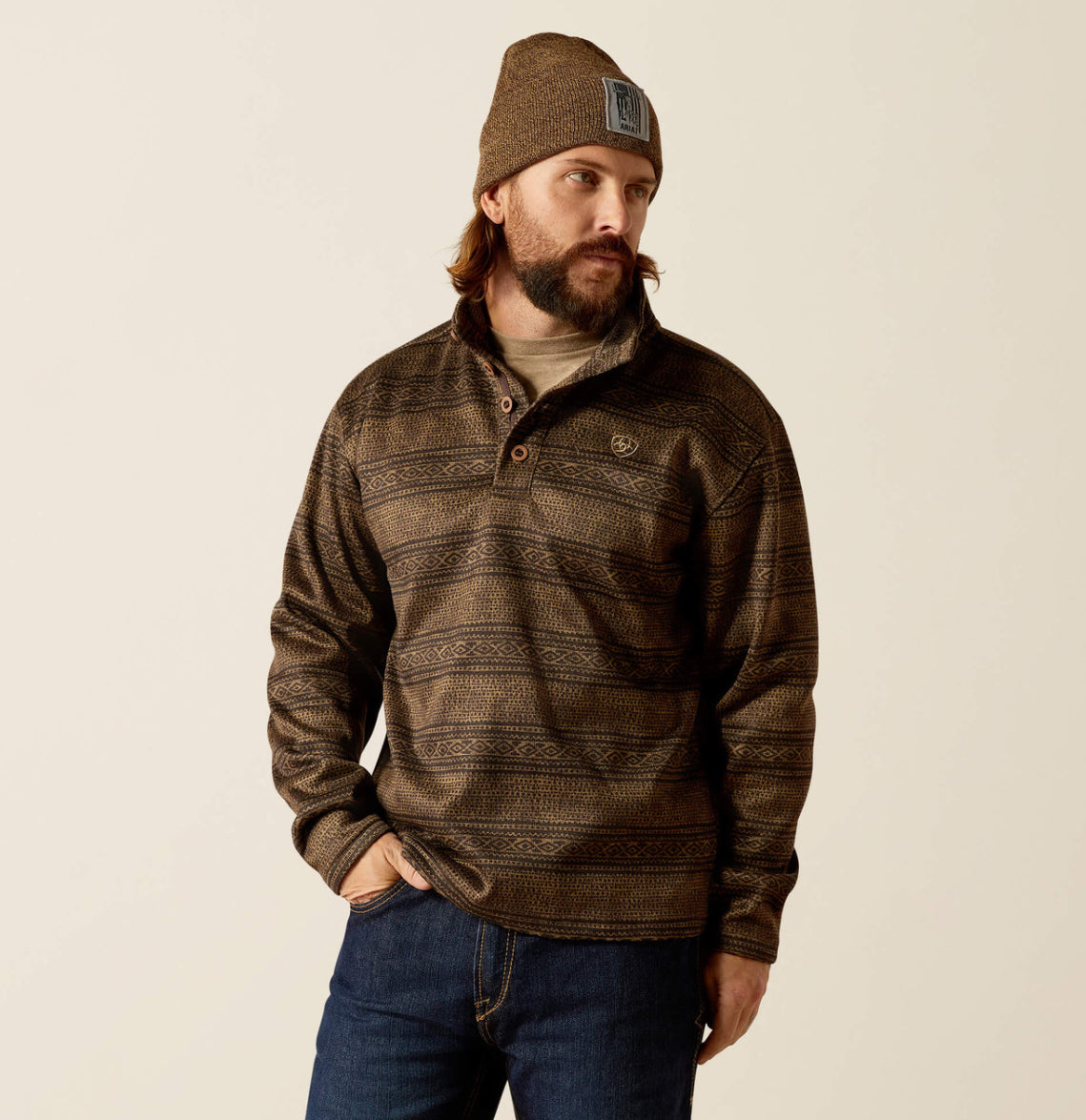 ARIAT BROWN SOUTHWEST SERAPE WESLY SWEATER-2698