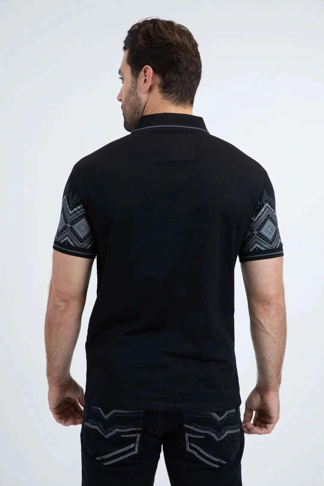 PLATINI MENS MODERN FIT STRETCH COTTON BLACK POLO  JPS11167 Laherradurawwnc.com