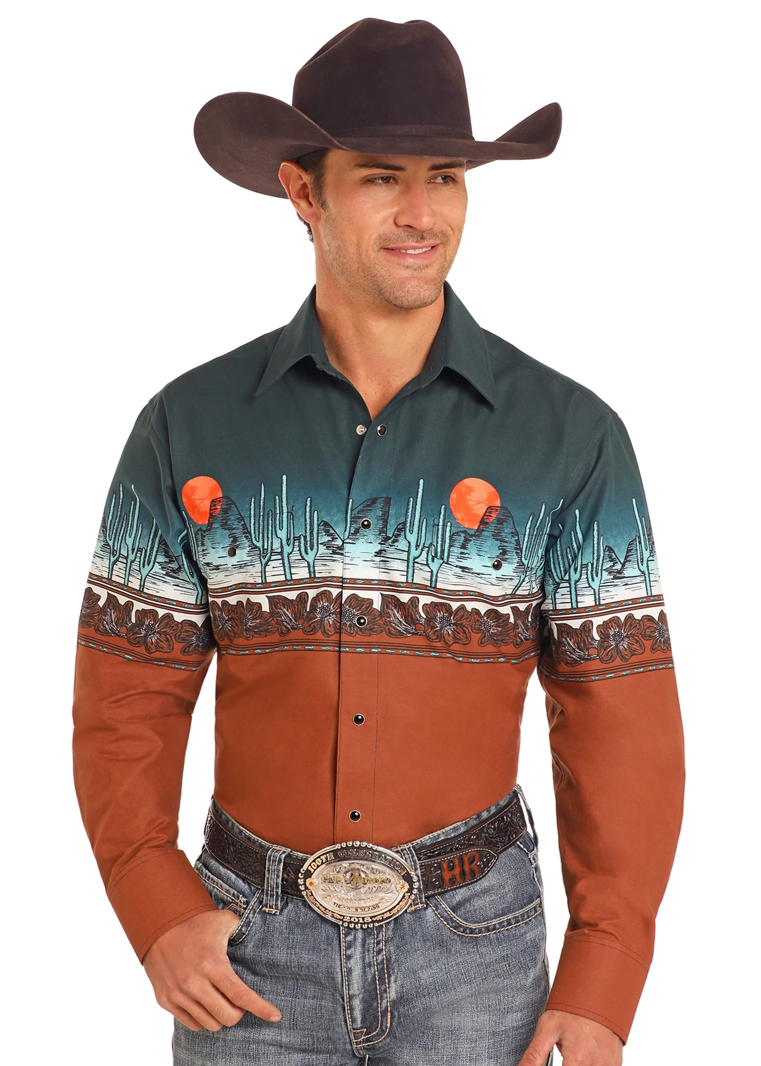 PANHANDLE DESERT PRINT BORDER SHIRT - 4457