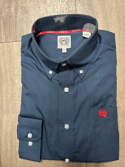 MENS CINCH PLAIN NAVY BUTTON-DOWN WESTERN LONG SLEEVE SHIRT- MTW1106306