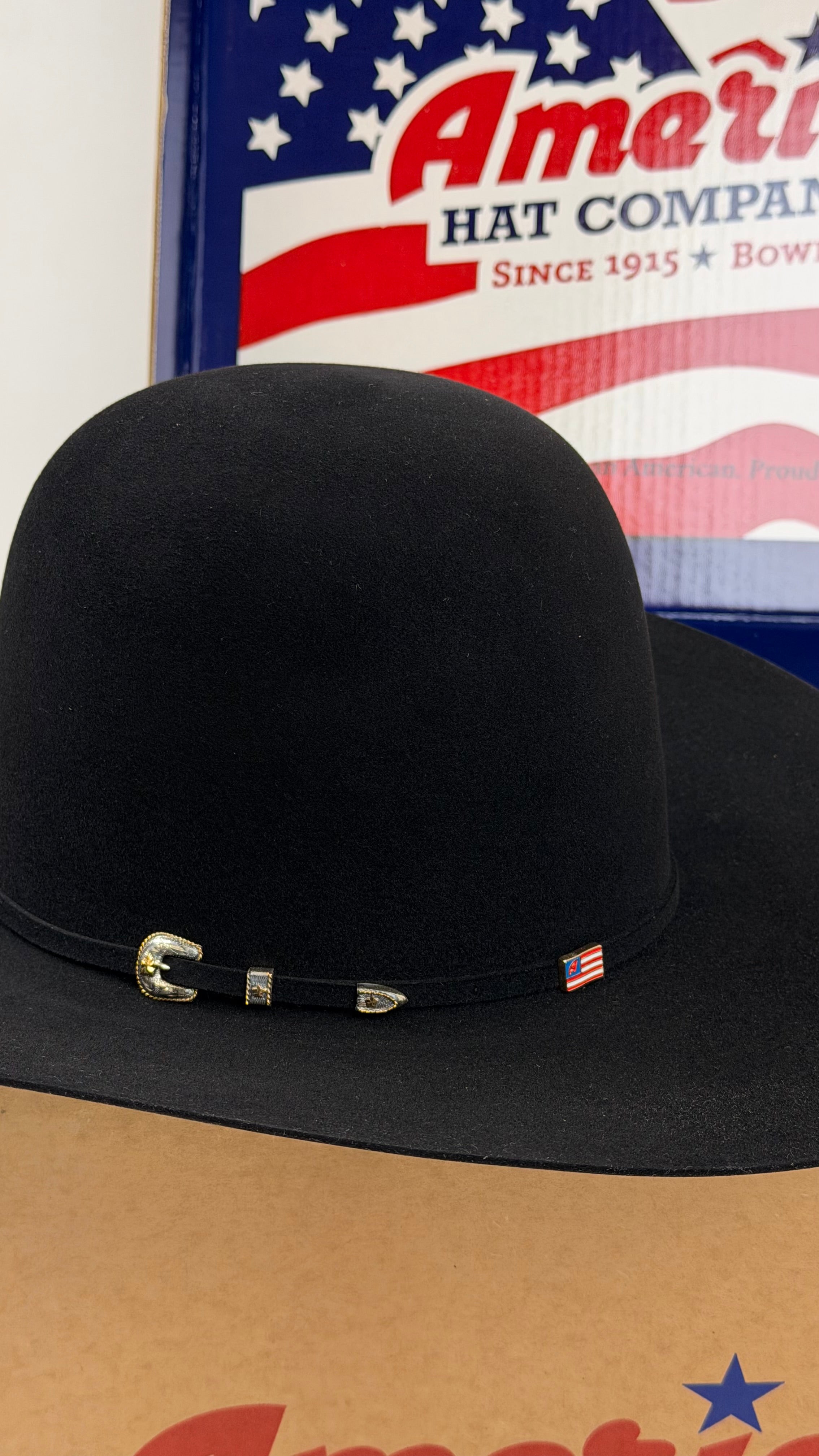 40X American Felt Hat Black Open Crown