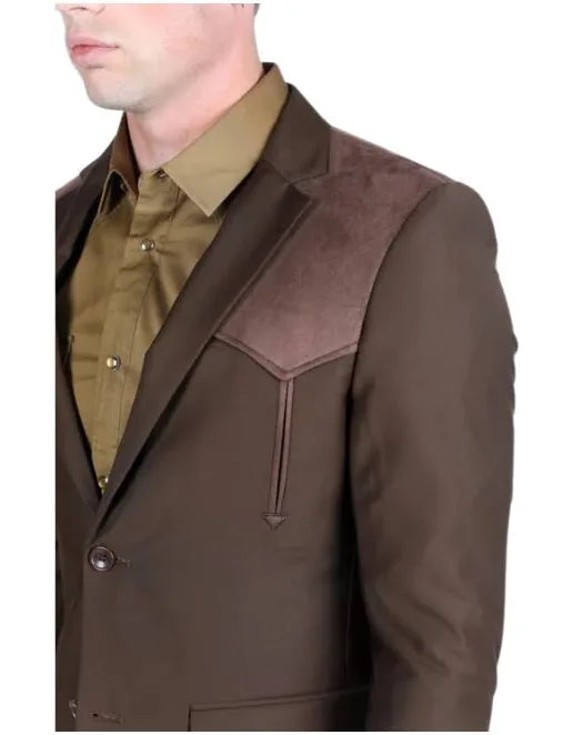 MENS PLATINI WESTERN SUIT AND PANTSIN DARK BROWN -  WST9749