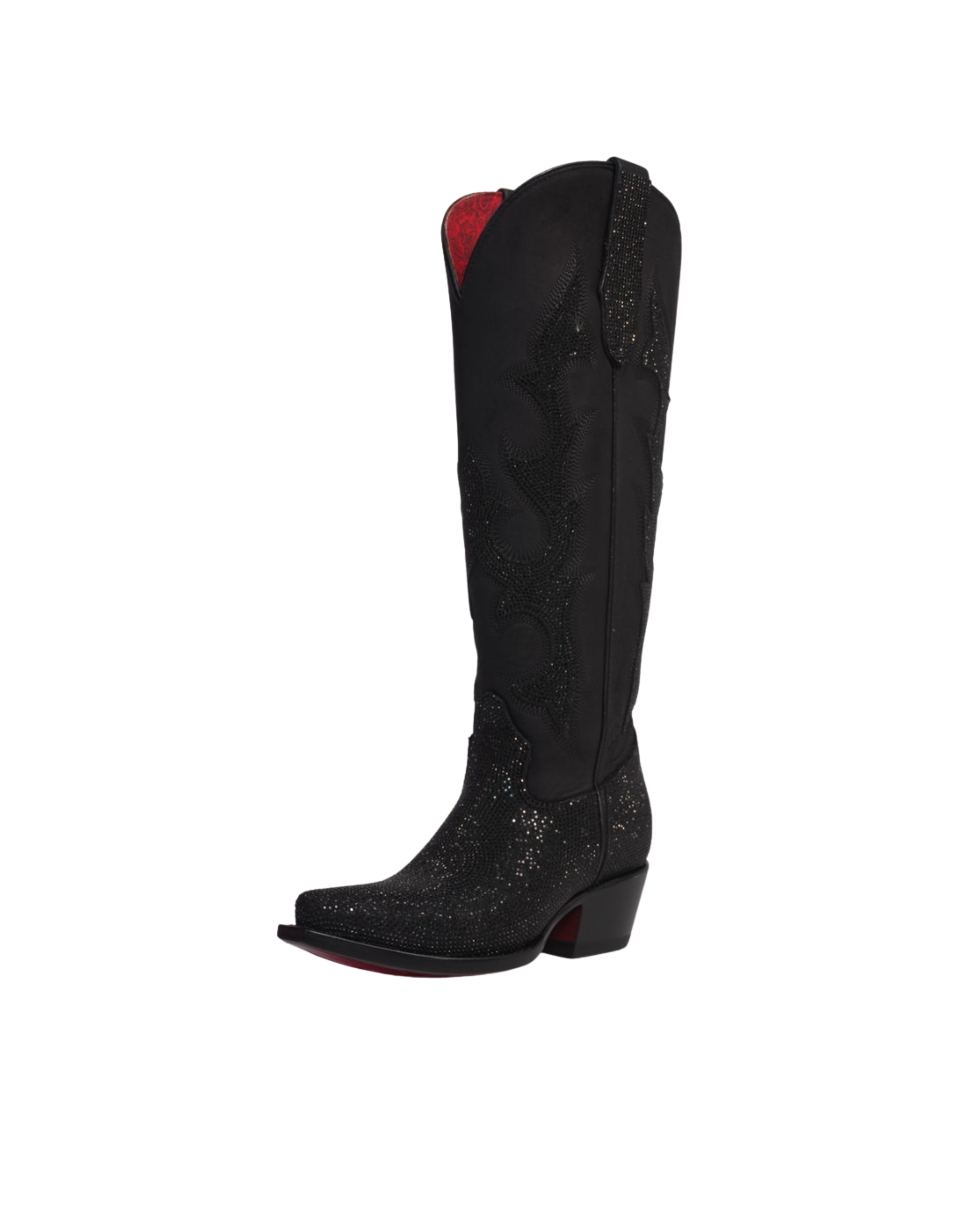 BOTA ALTA PARA MUJER LA HERRADURA SALOMÉ PUNTUAL NOBUCK NEGRO PUNTA CUADRADA