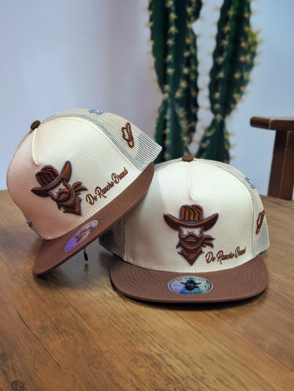DE RANCHO HATS SNAPBACK BEIGE AND BROWN “DE RANCHO BEAND LOGO”