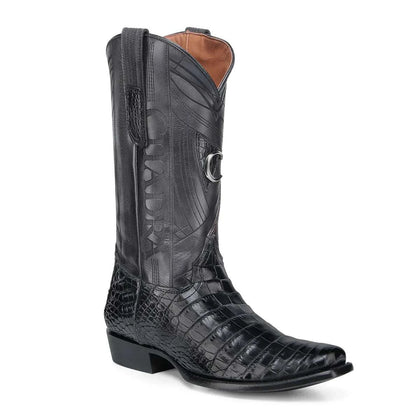 BOTAS CUADRA COCODRILO LOMO Y VIENTRE PIEL NEGRA PUNTA SEMICUADRADA CC269